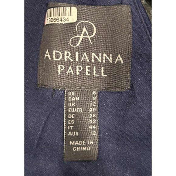 Adrianna Papell Halter Midi Dress Blue Floral Wedding Guest Women's Size 8 - Picture 8 of 8